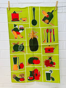 UNUSED Green Tea Towel Vintage Cotton