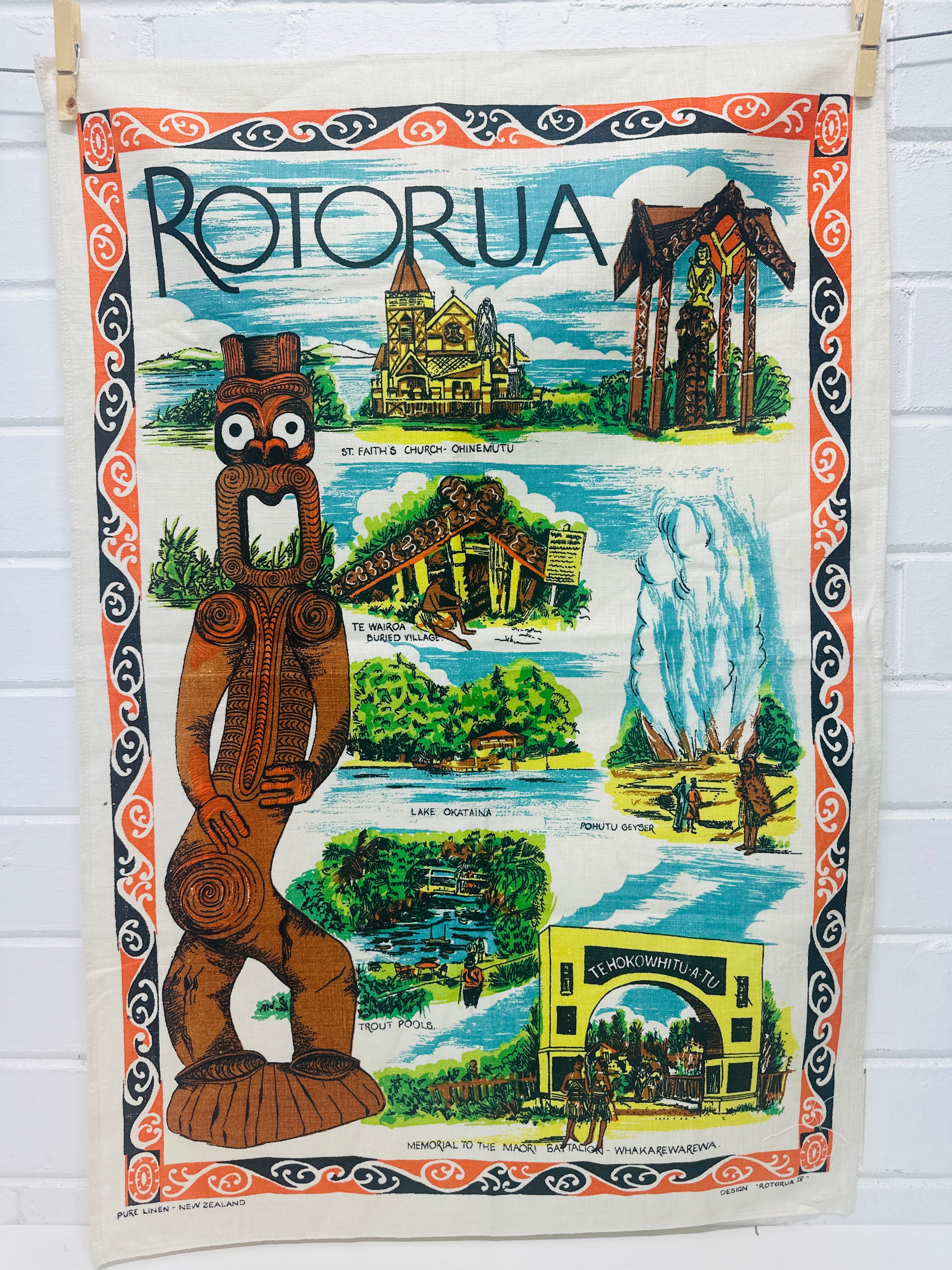 ROTORUA Vintage Linen Tea Towel