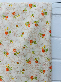 380cms Beautiful Vintage Cotton Fabric Apricot FLORAL