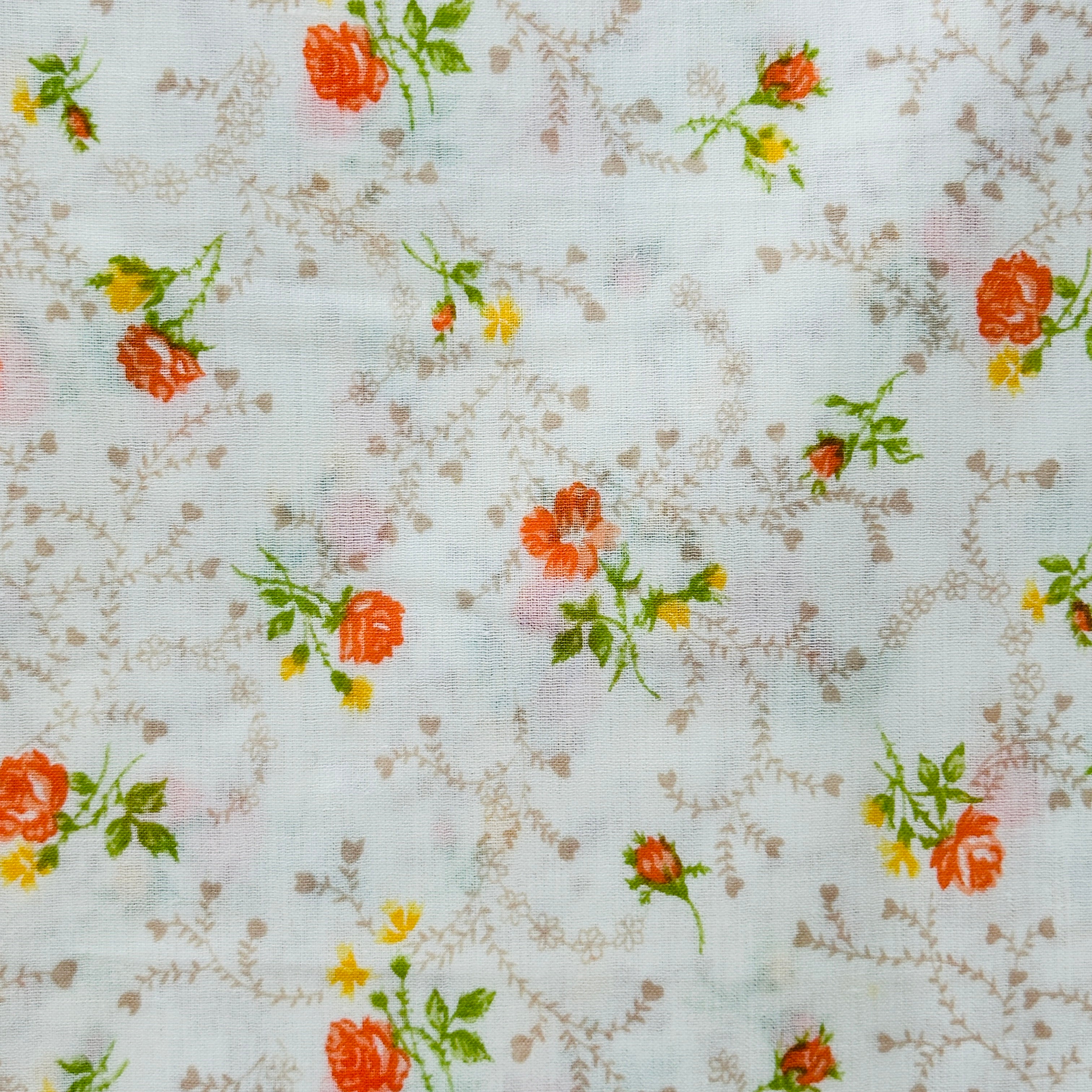 380cms Beautiful Vintage Cotton Fabric Apricot FLORAL