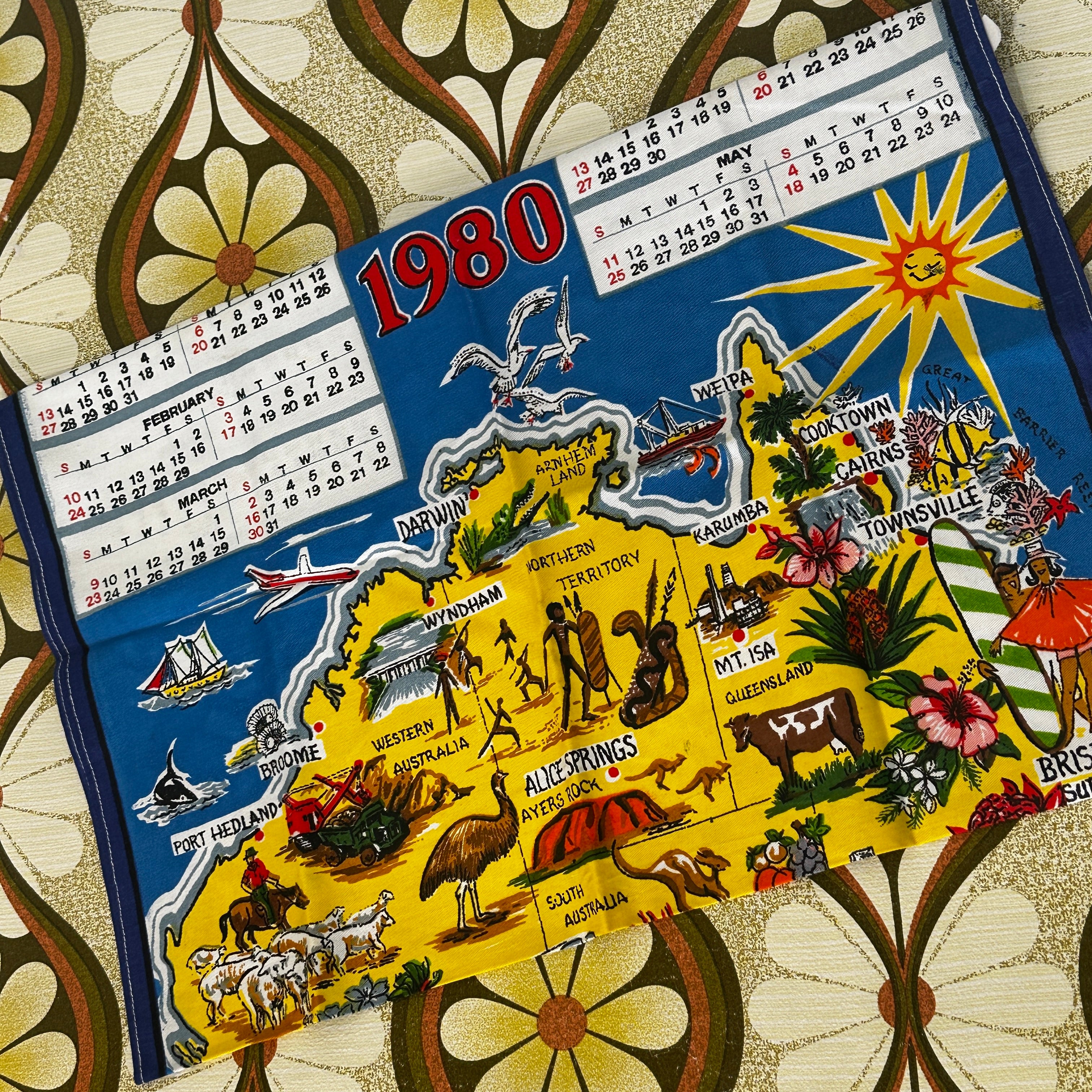1980 Vintage Cotton Tea Towel Crisp