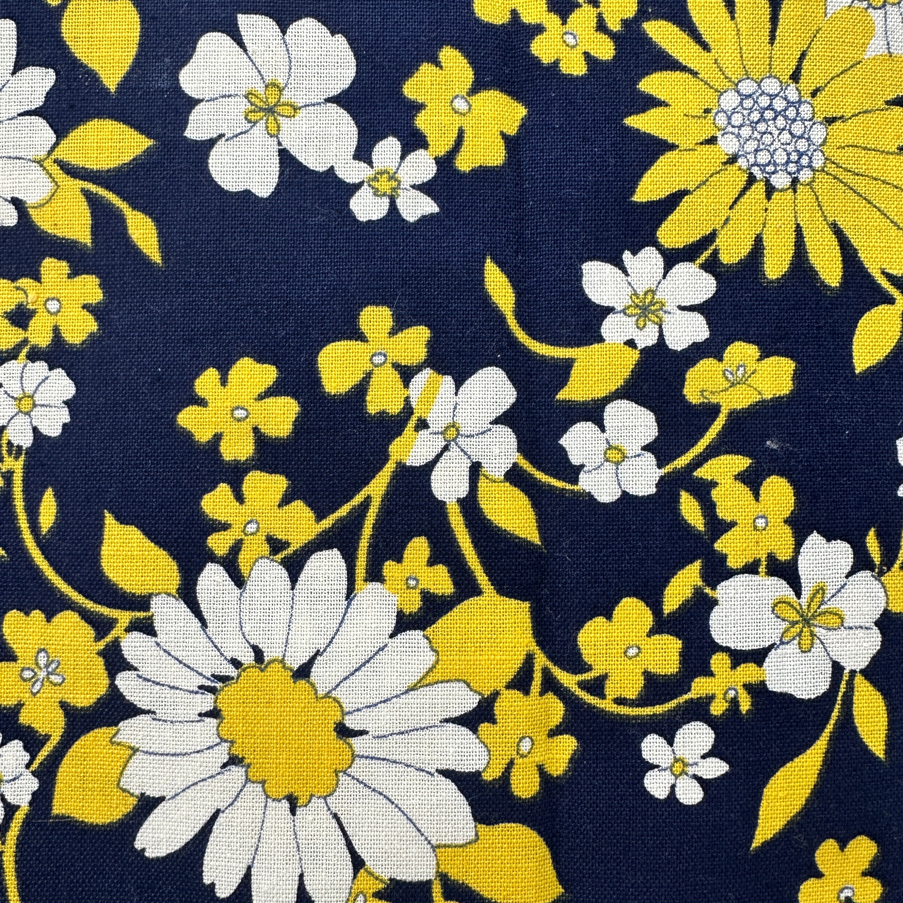 210cms Thick Vintage Blue & Yellow Cotton Fabric