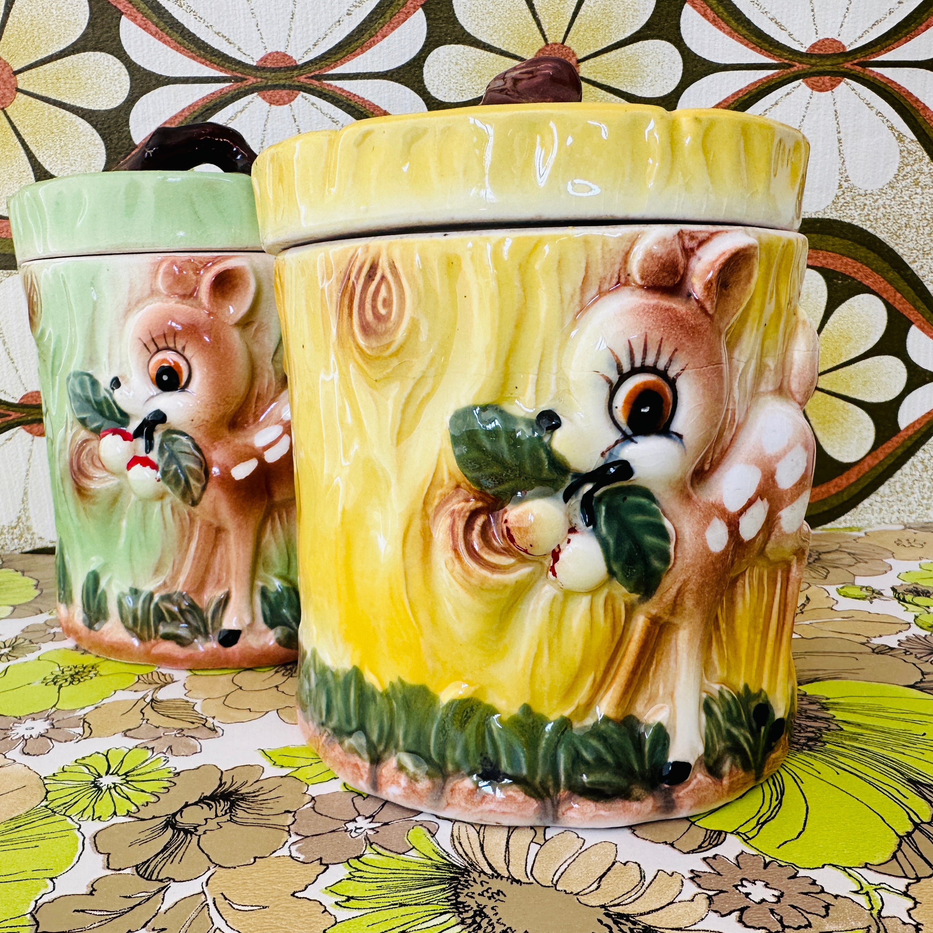 Yellow BAMBI Cookie Jar RETRO Display Vintage