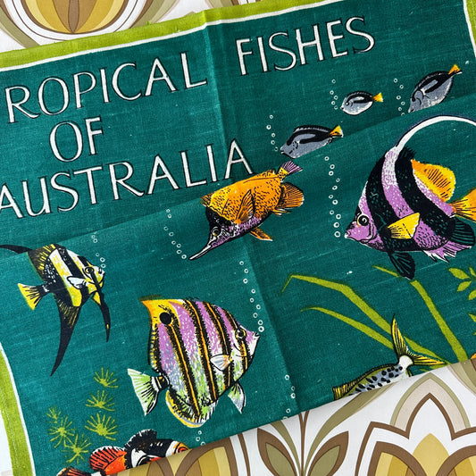 CRISP Unused Vintage Tea Towel Tropical FISH of Australia