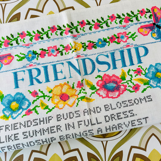 CRISP Unused Vintage Tea Towel FRIENDSHIP