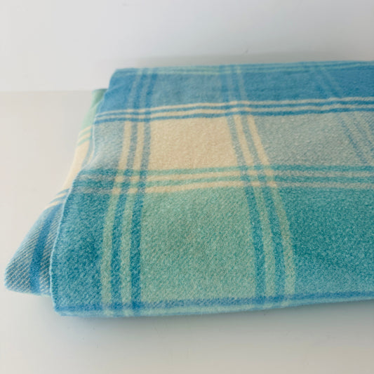 Cute Light Blue Vintage Wool Blanket