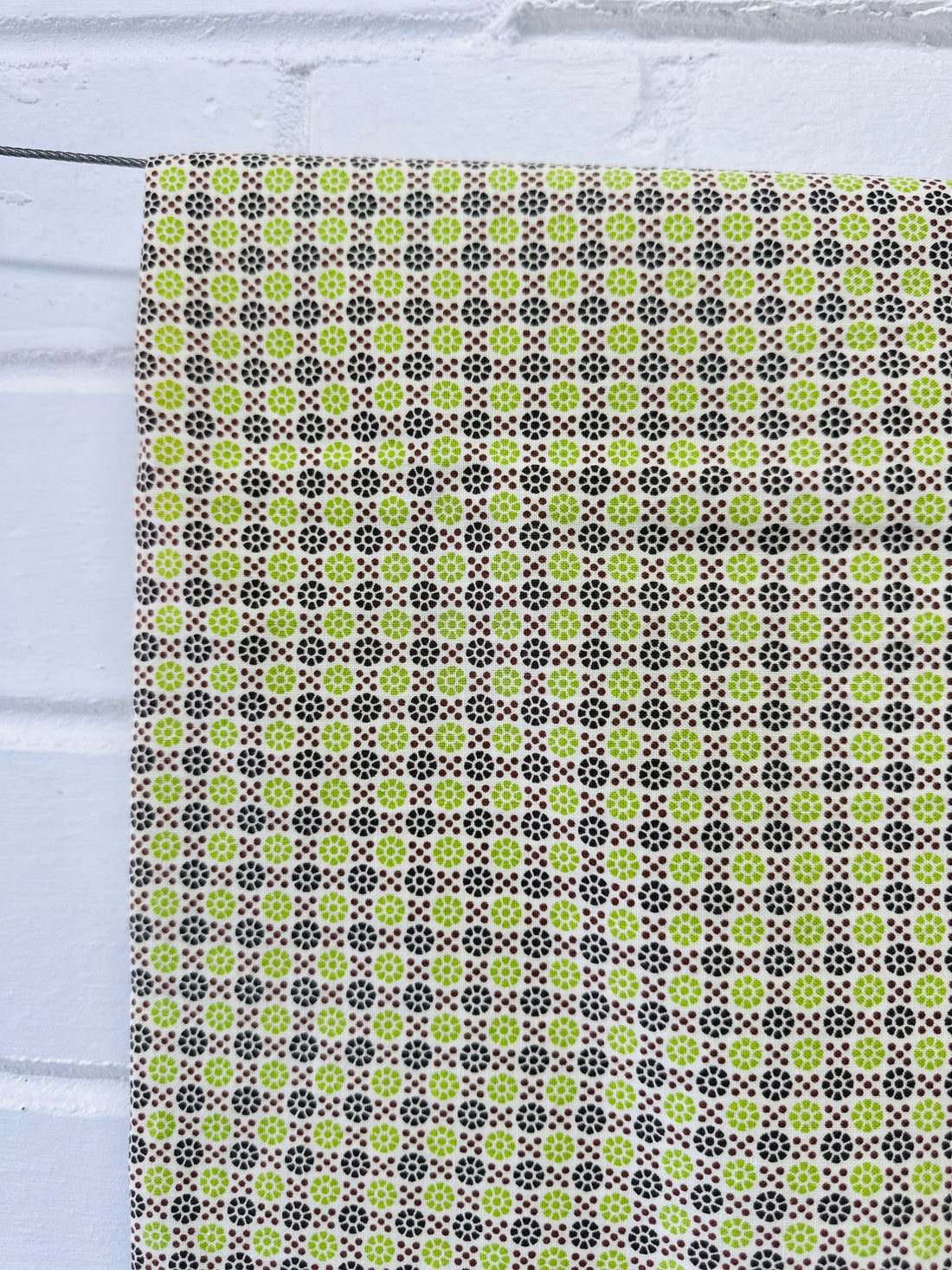 380cms Green & Brown Cotton Fabric MODERN