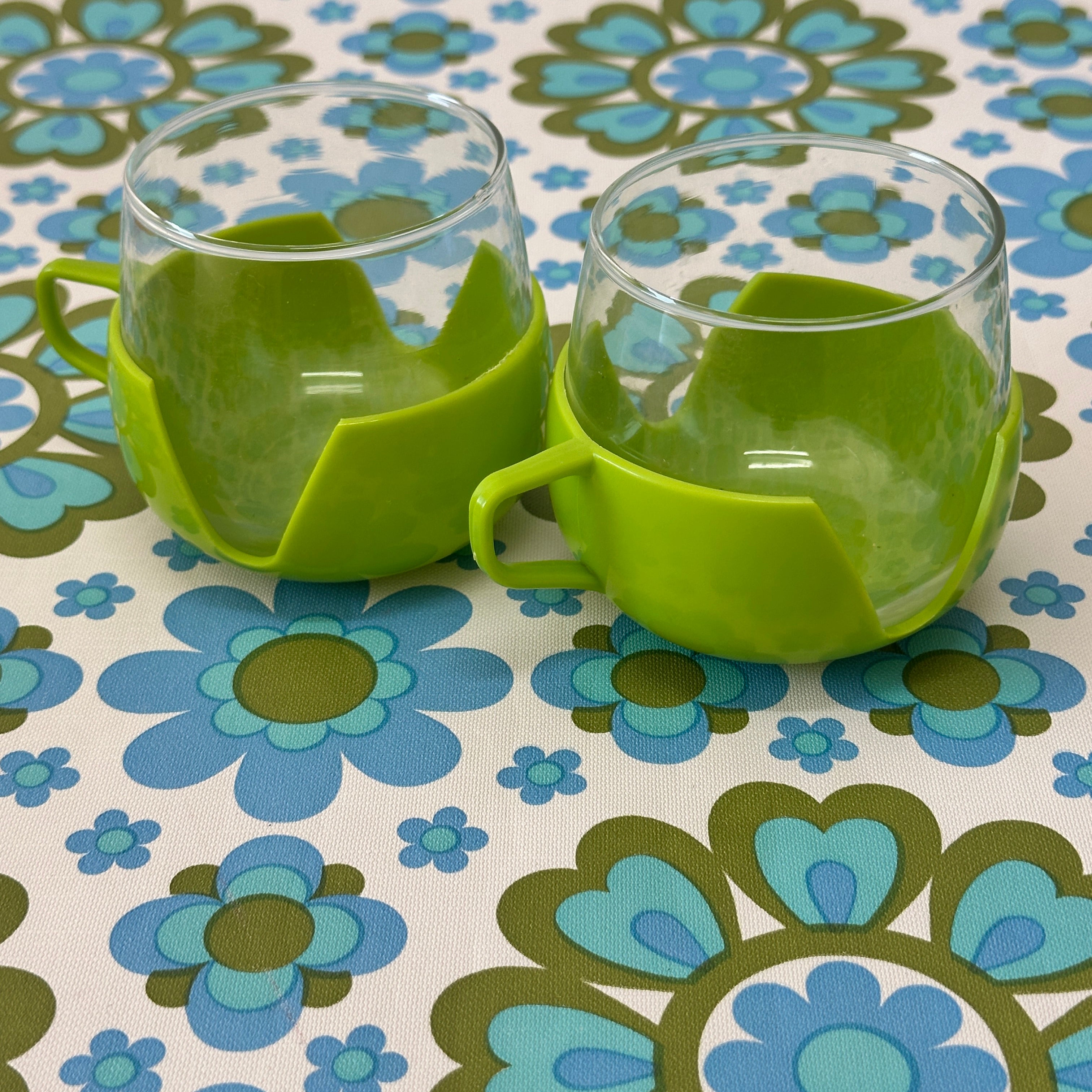 Pair of Vintage Green Cups RETRO