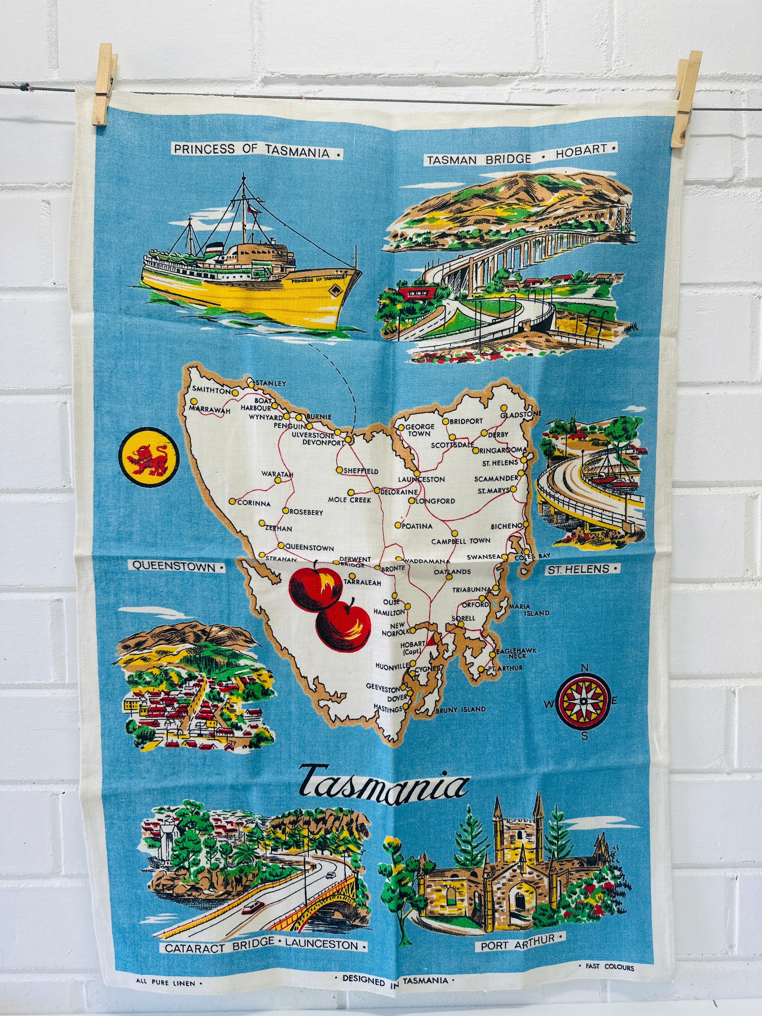 Vintage Linen Tasmania Tea Towel