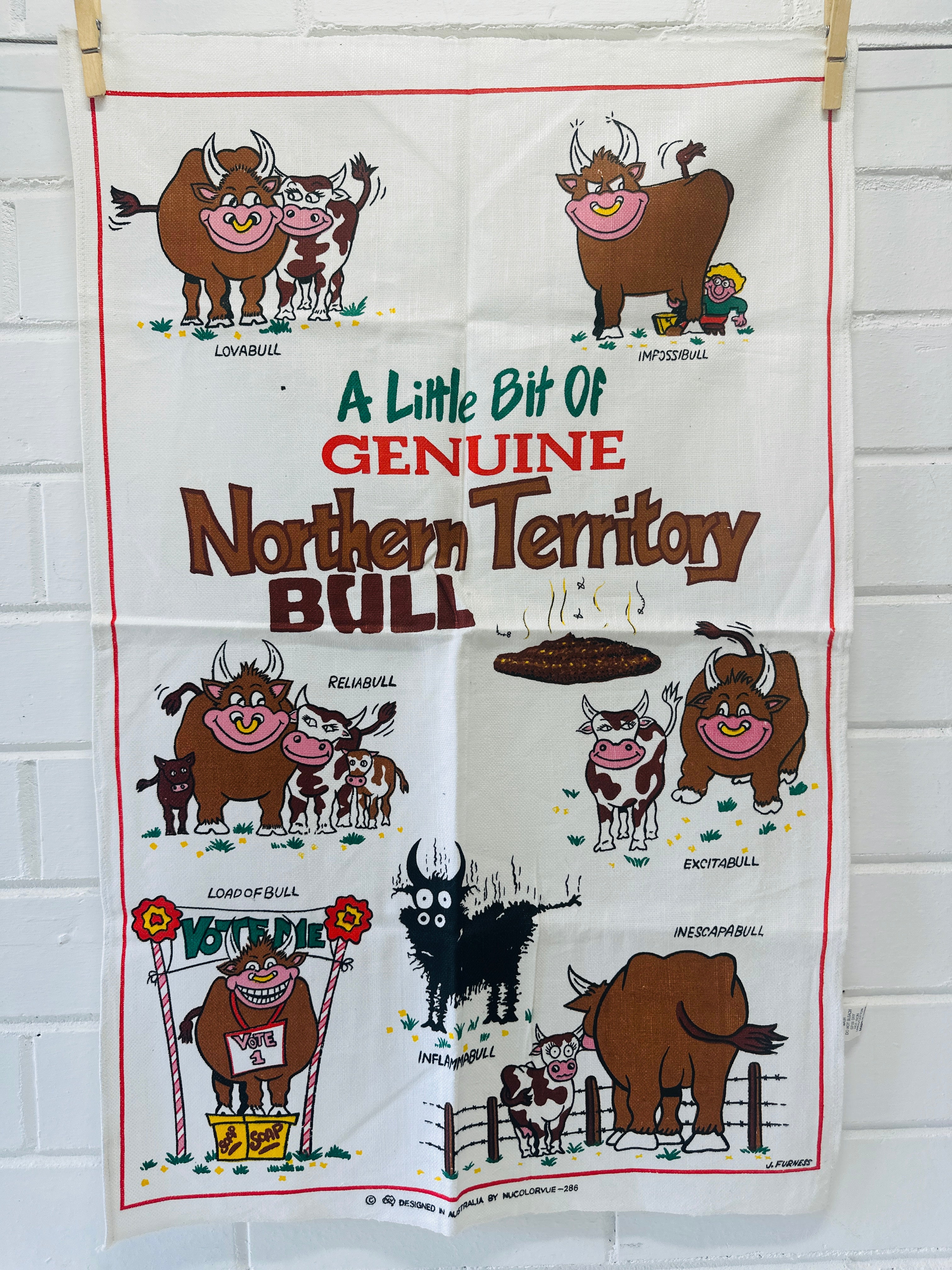 Vintage Tea Towel Northern Territory Bull