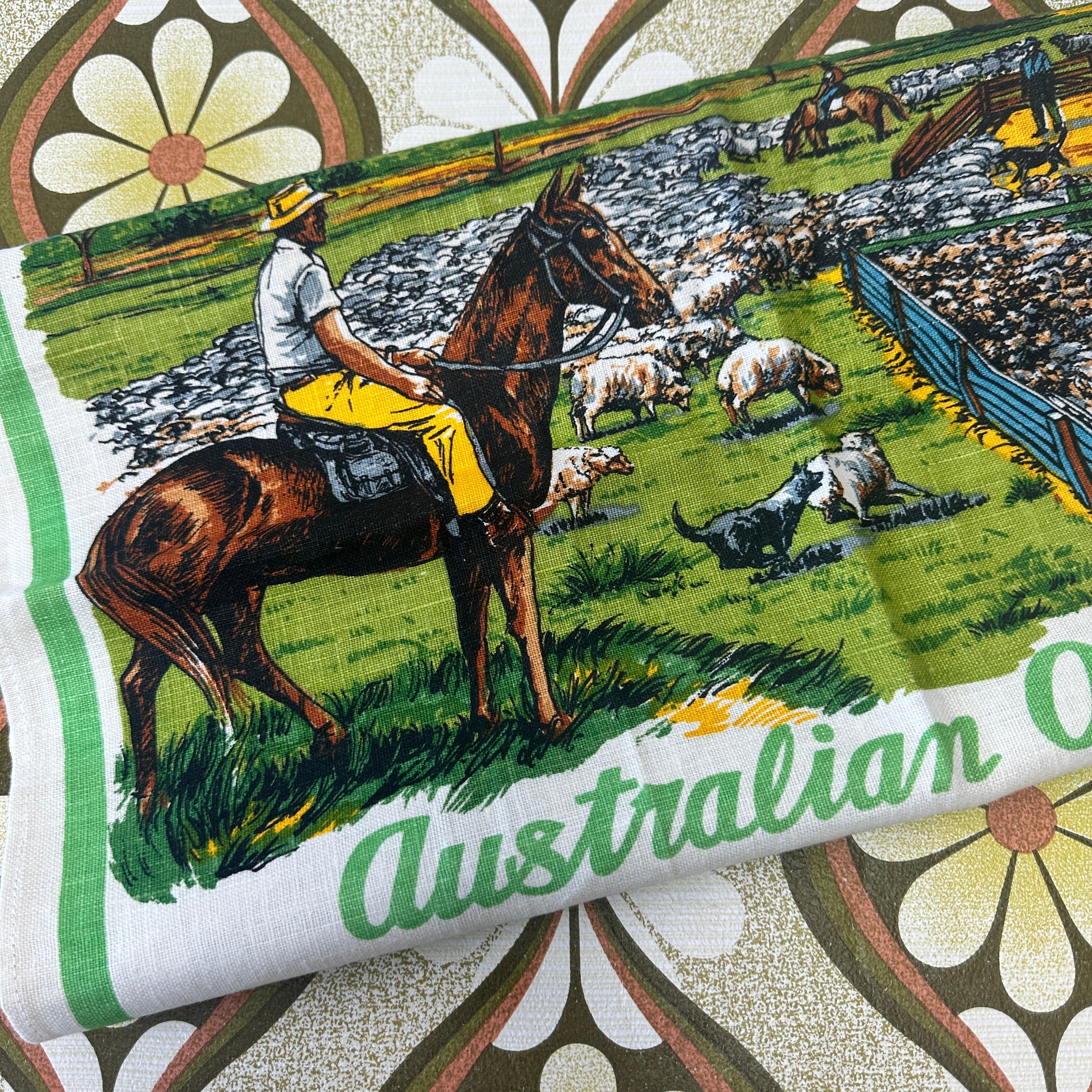 Vintage Tea Towel Australian Outback