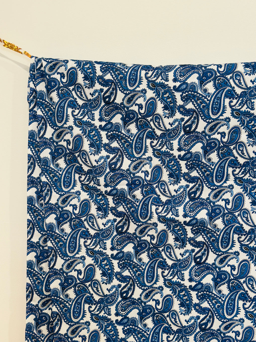 300cm Vintage Blue Paisley Cotton Fabric