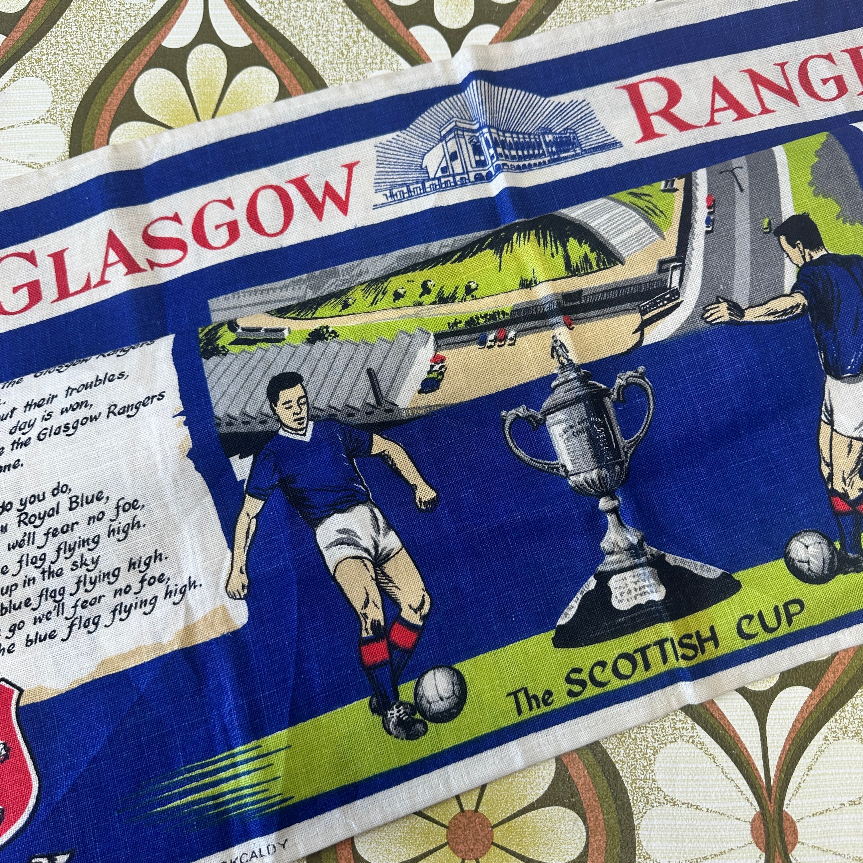 Vintage Linen GLASGOW Rangers Tea Towel