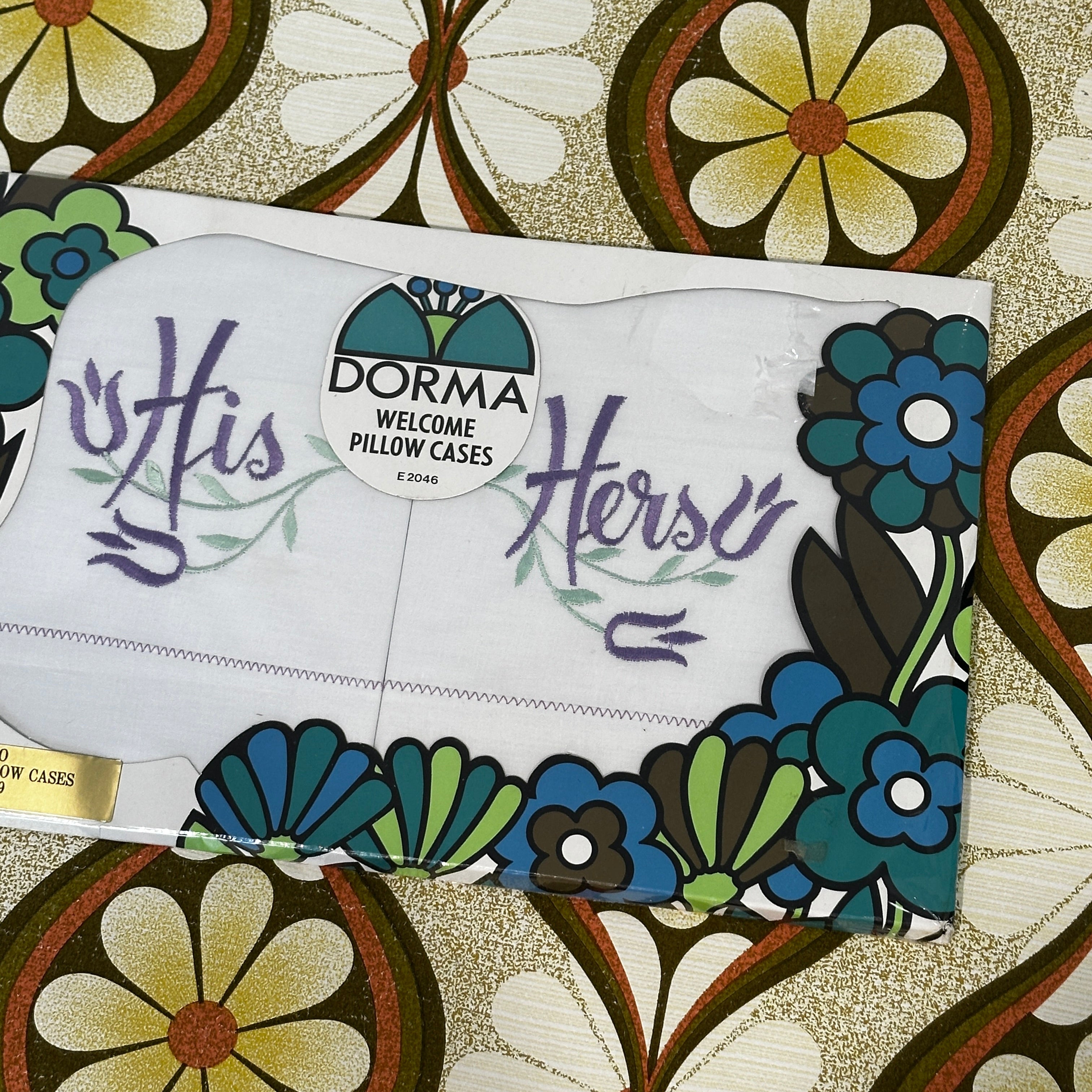 Vintage DORMA His & Hers Pillow Cases