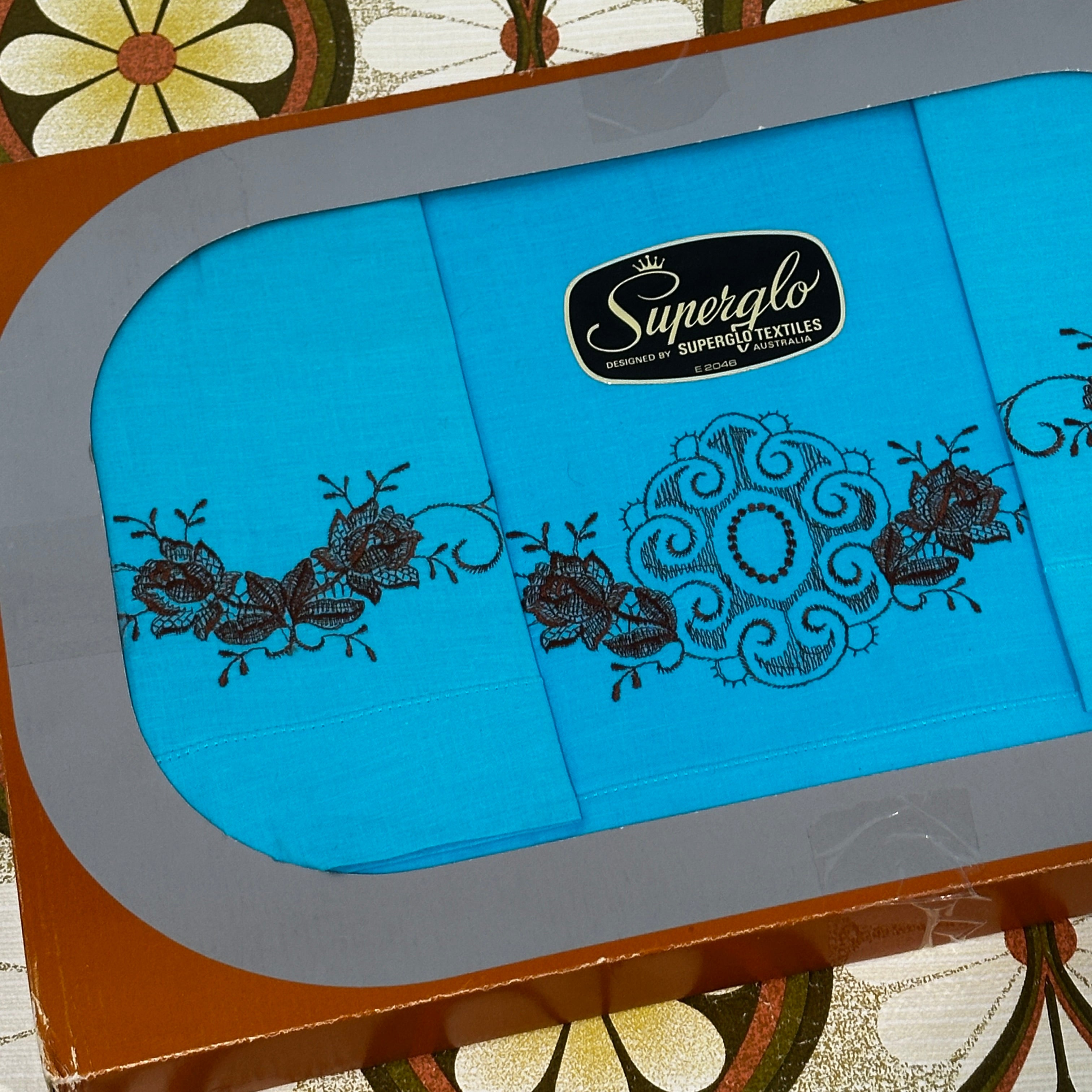 Boxed Vintage Sheet Set Blue Superglo
