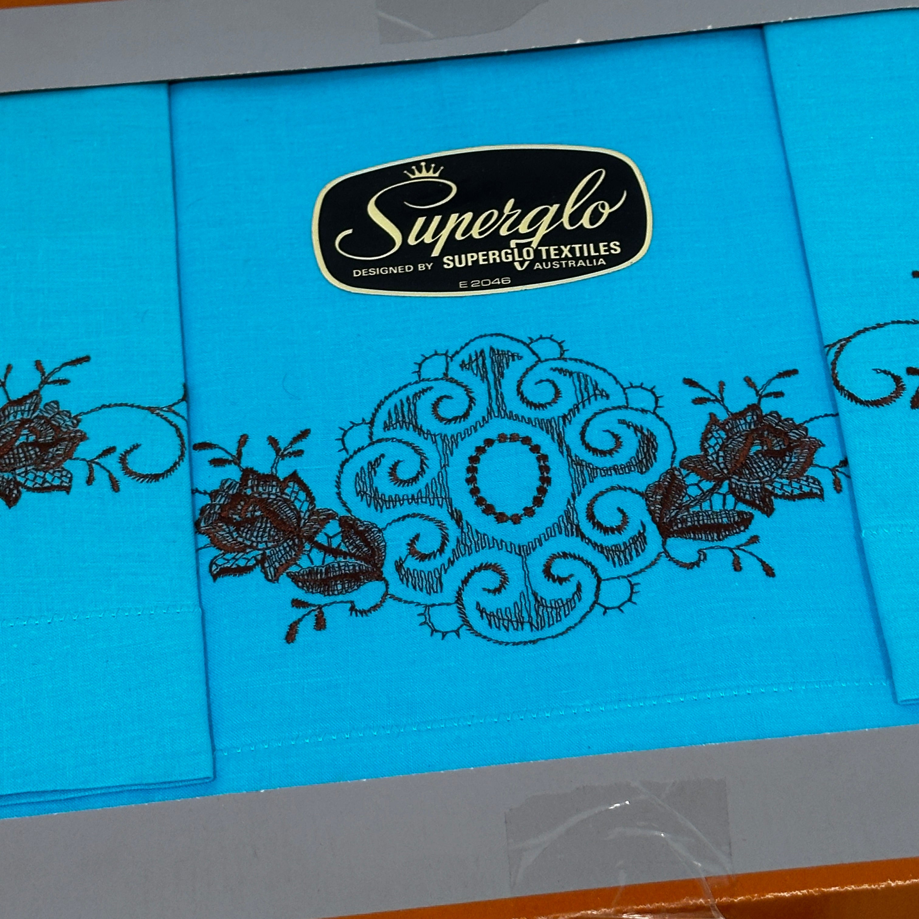 Boxed Vintage Sheet Set Blue Superglo