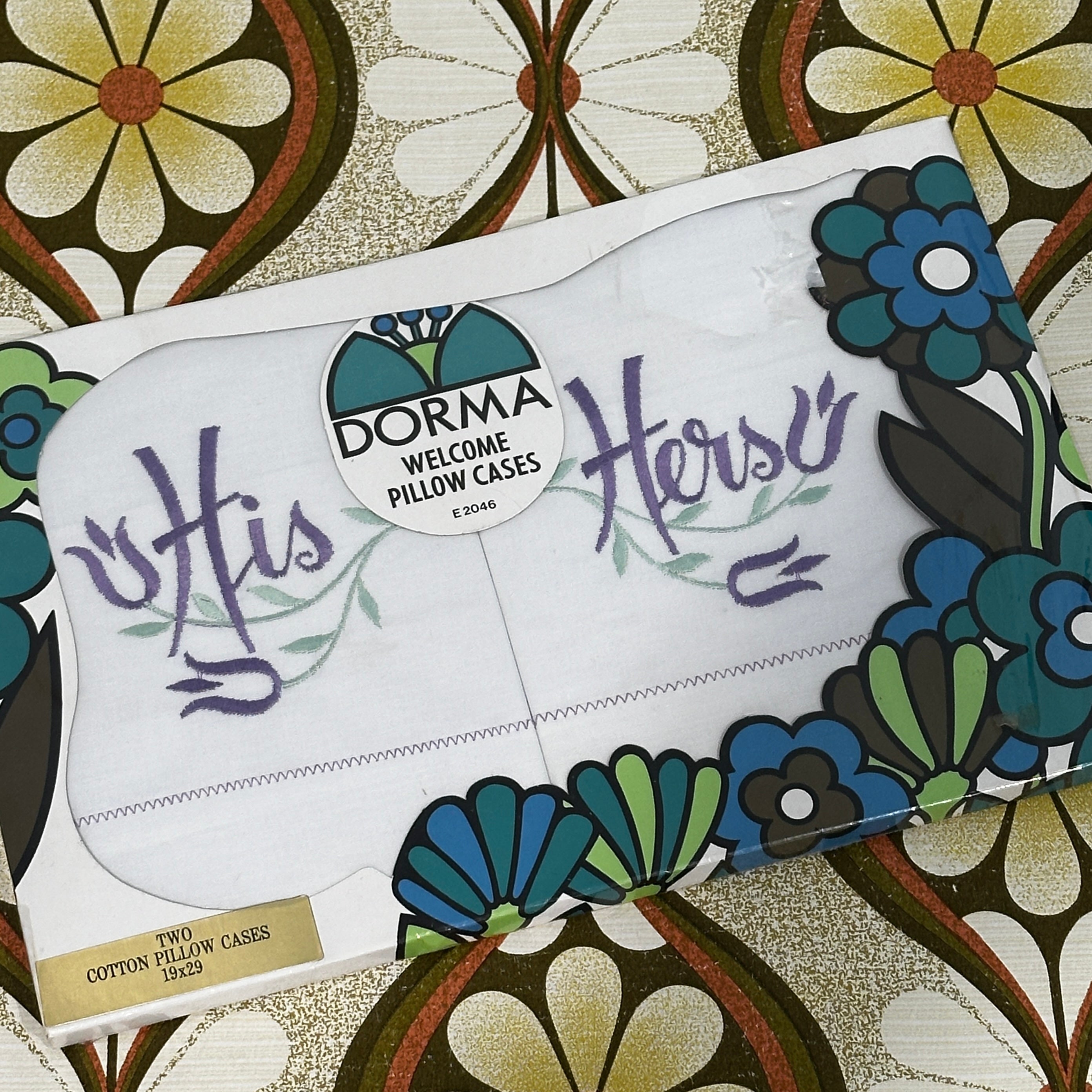 Vintage DORMA His & Hers Pillow Cases