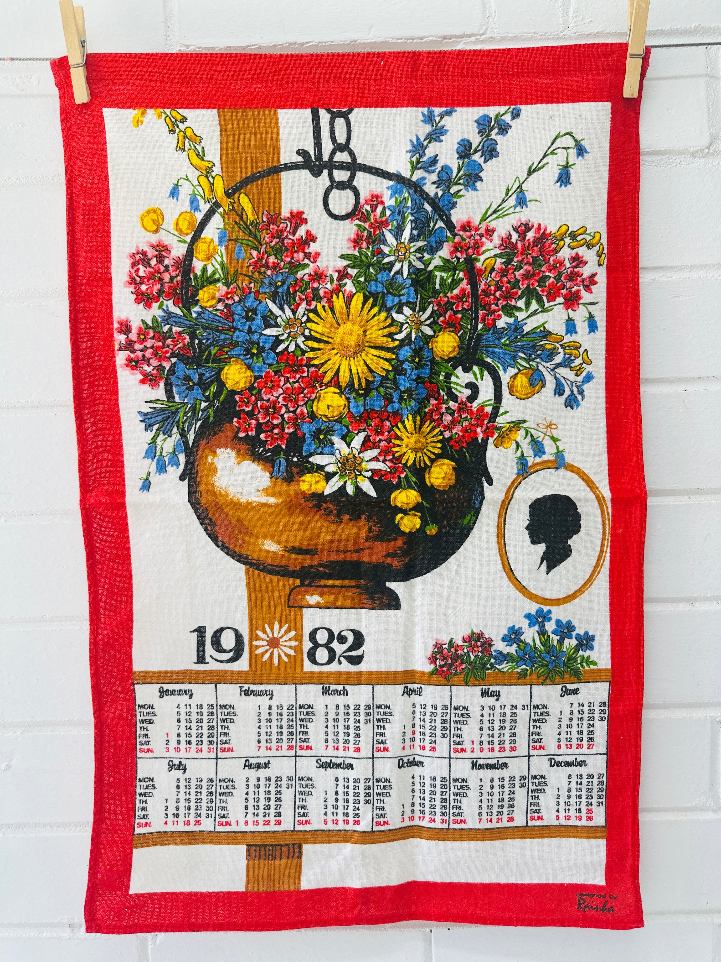 1982 FLORAL Vintage Cotton Tea Towel UPCYCLE