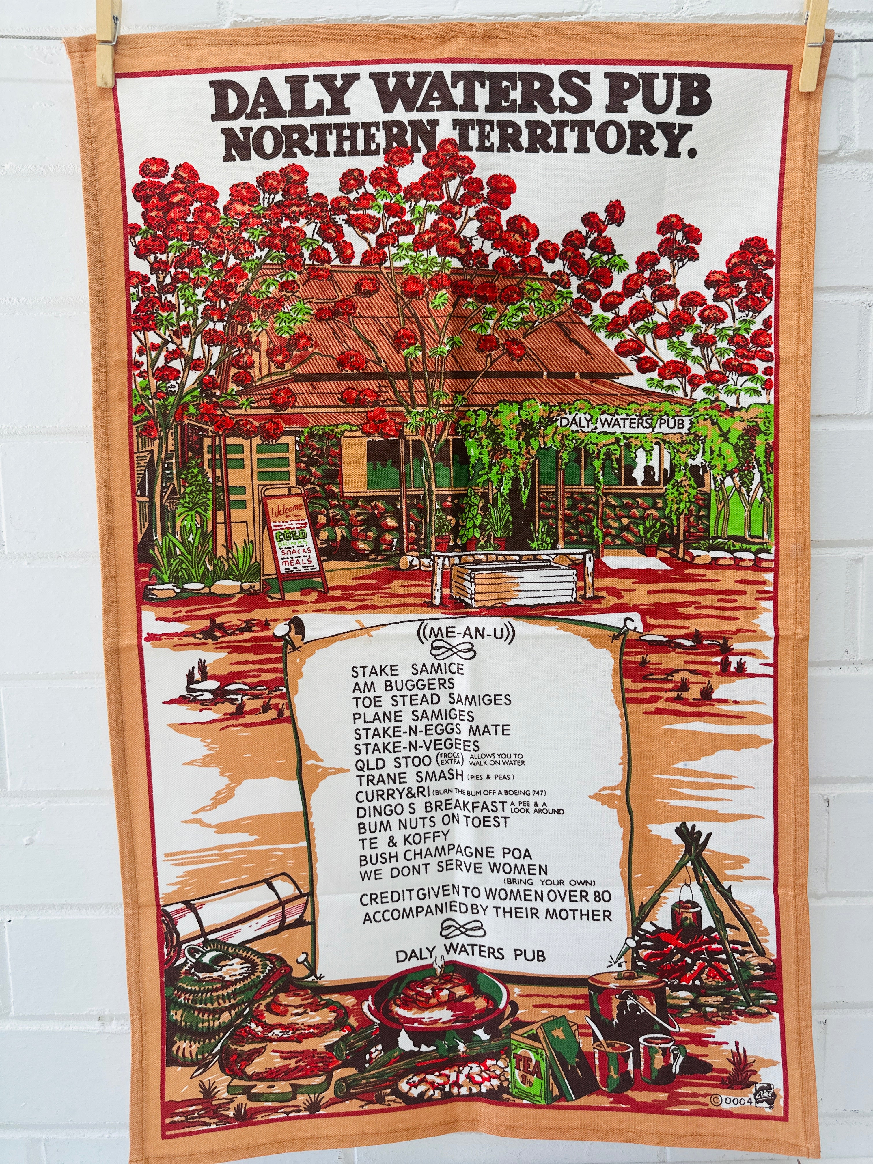 Daly Waters PUB Vintage Cotton Tea Towel UPCYCLE