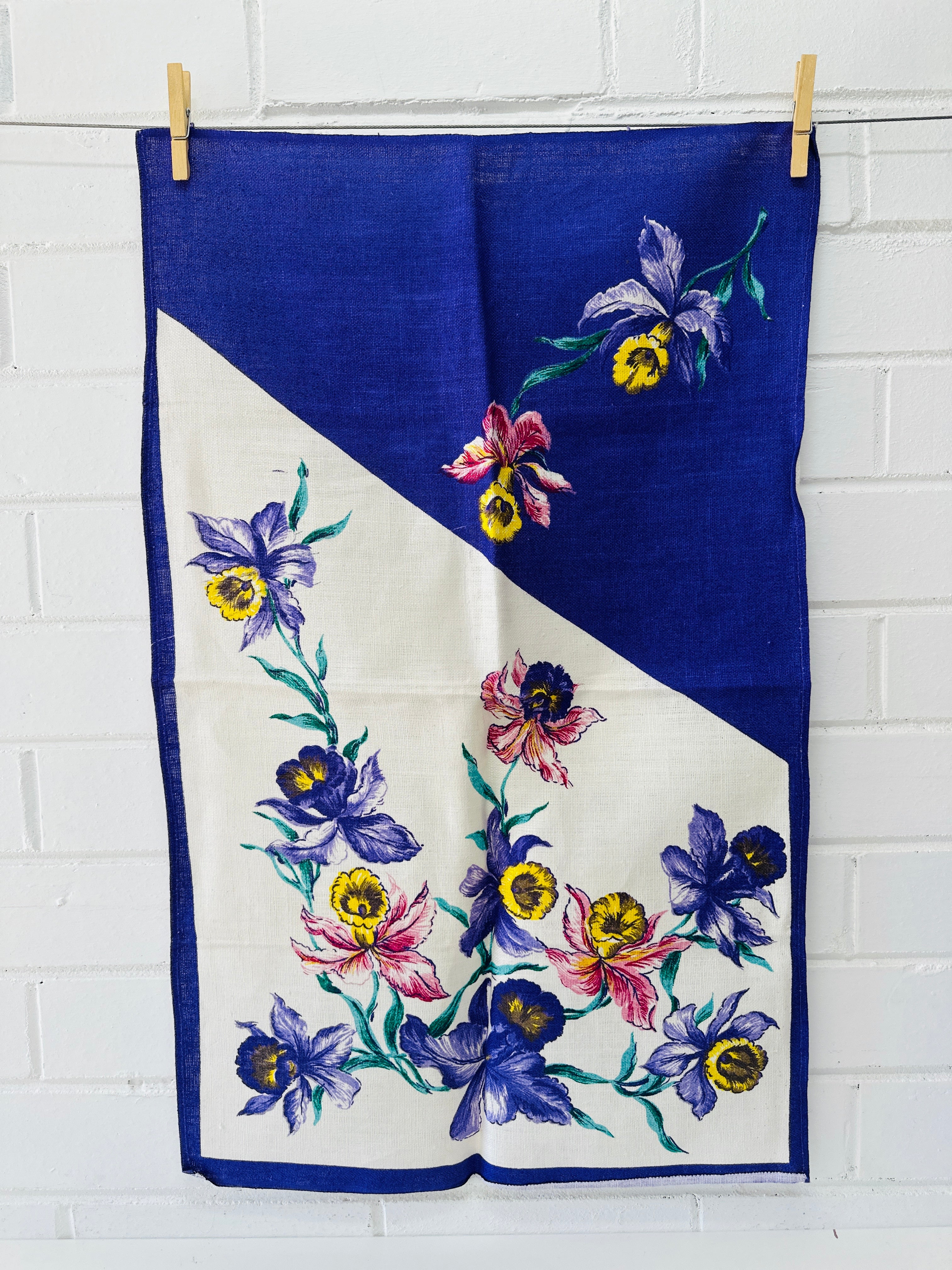 Purple Floral Tea Towel UPCYCLE