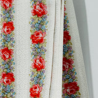 250cms Unused Vintage Sheet Fabric Floral Stripes
