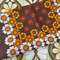 BROWN Vintage Floral Tea Towel DUNMOY Unused