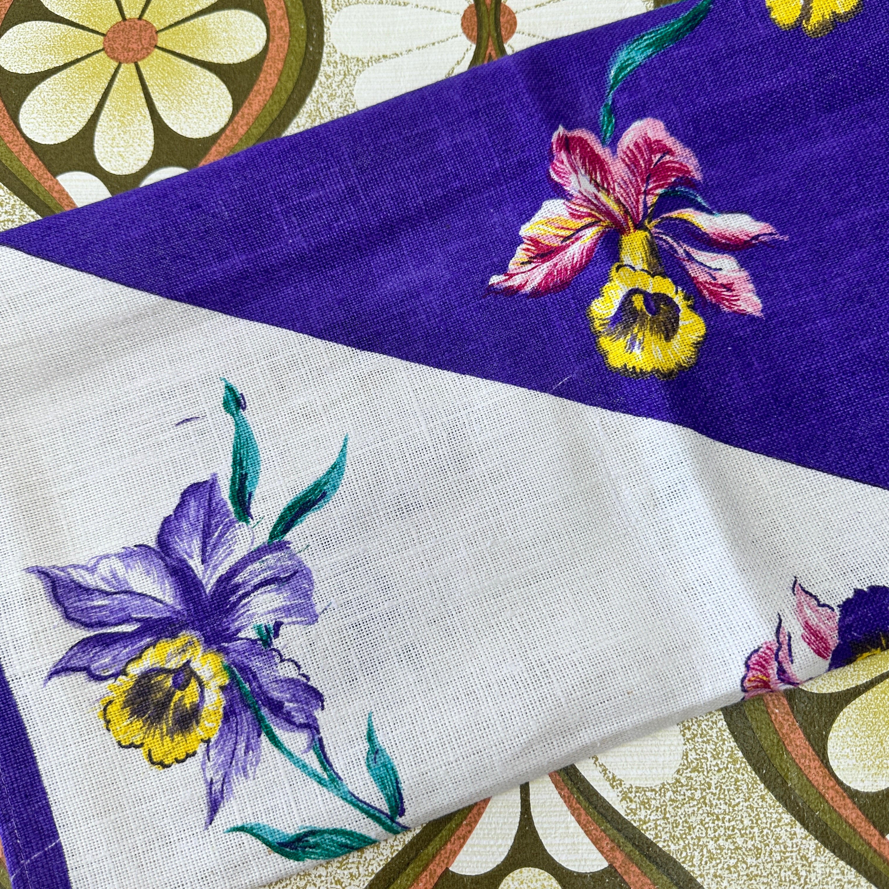 Purple Floral Tea Towel UPCYCLE