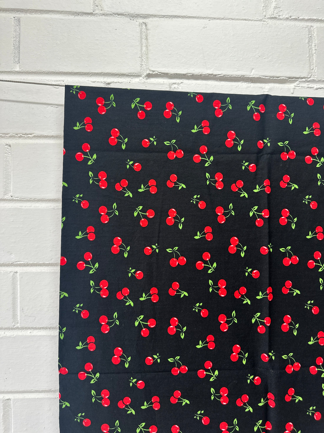 100cms Black & Red Cherry Cotton Fabric