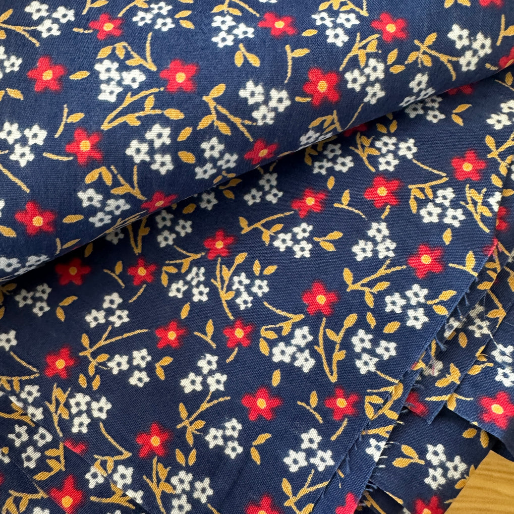 350cm Vintage Navy Floral Dress | Quilting Fabric
