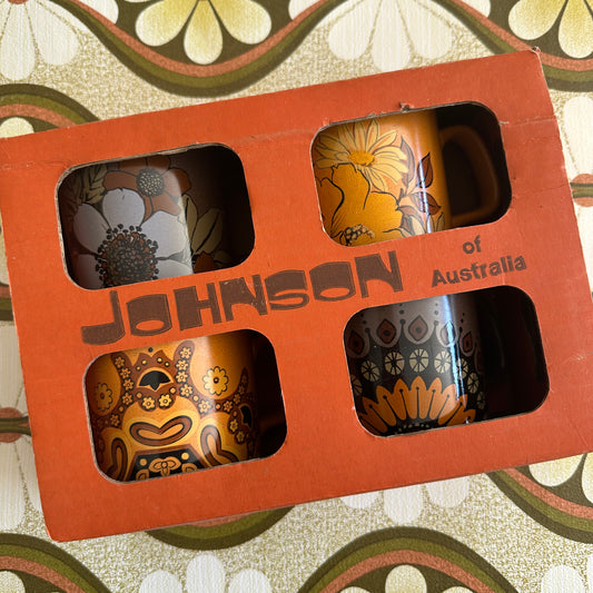 Set of FOUR Johnson of Australia Mugs NOS New Vintage