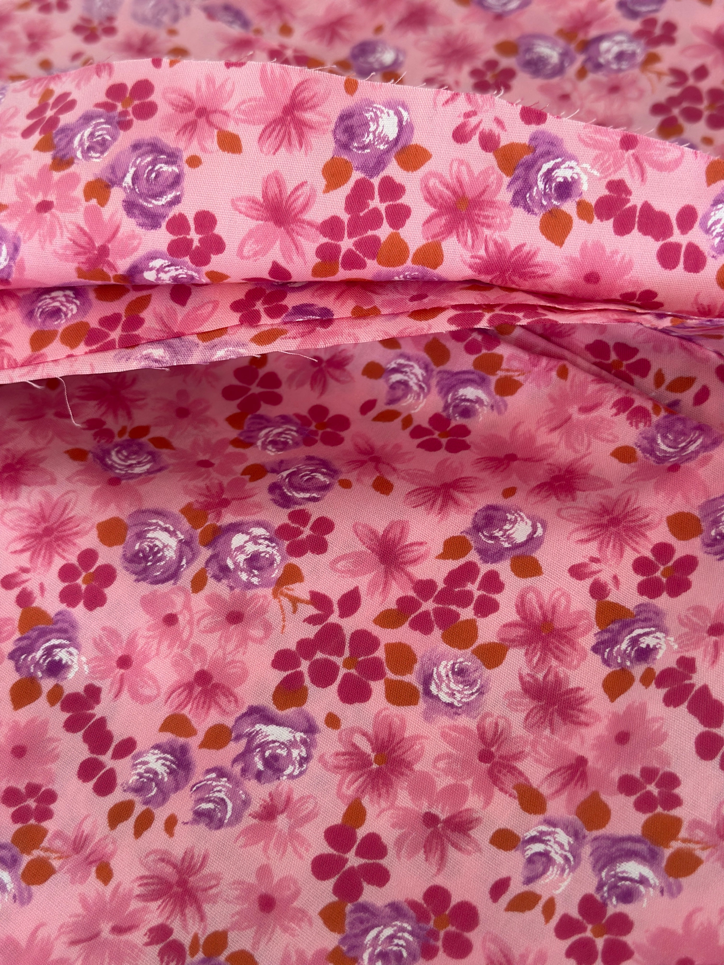 400cms Pretty Pinks Vintage Floral Cotton Fabric
