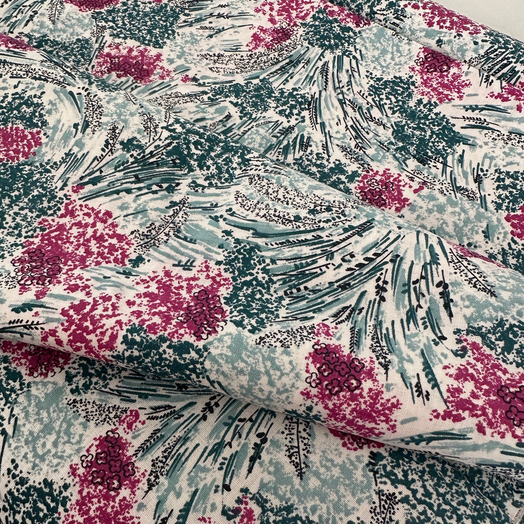 460cm Vintage Mid Century Scenic Dress Fabric