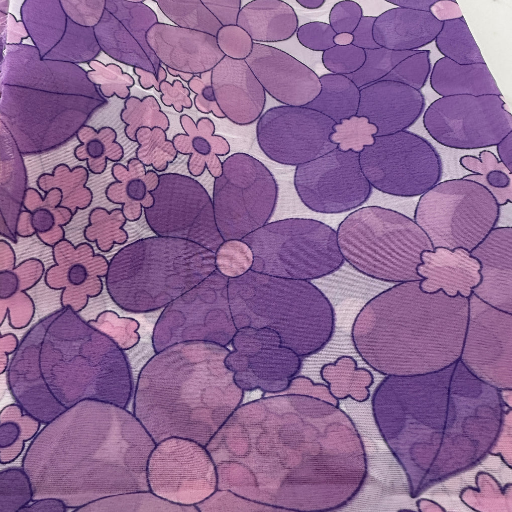 150cm Vintage Flower Power Voile Fabric