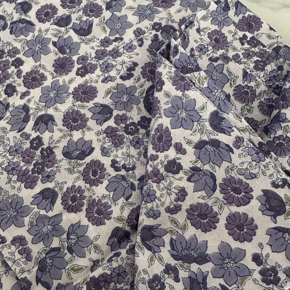 245cm Vintage Blue Floral Dress Fabric