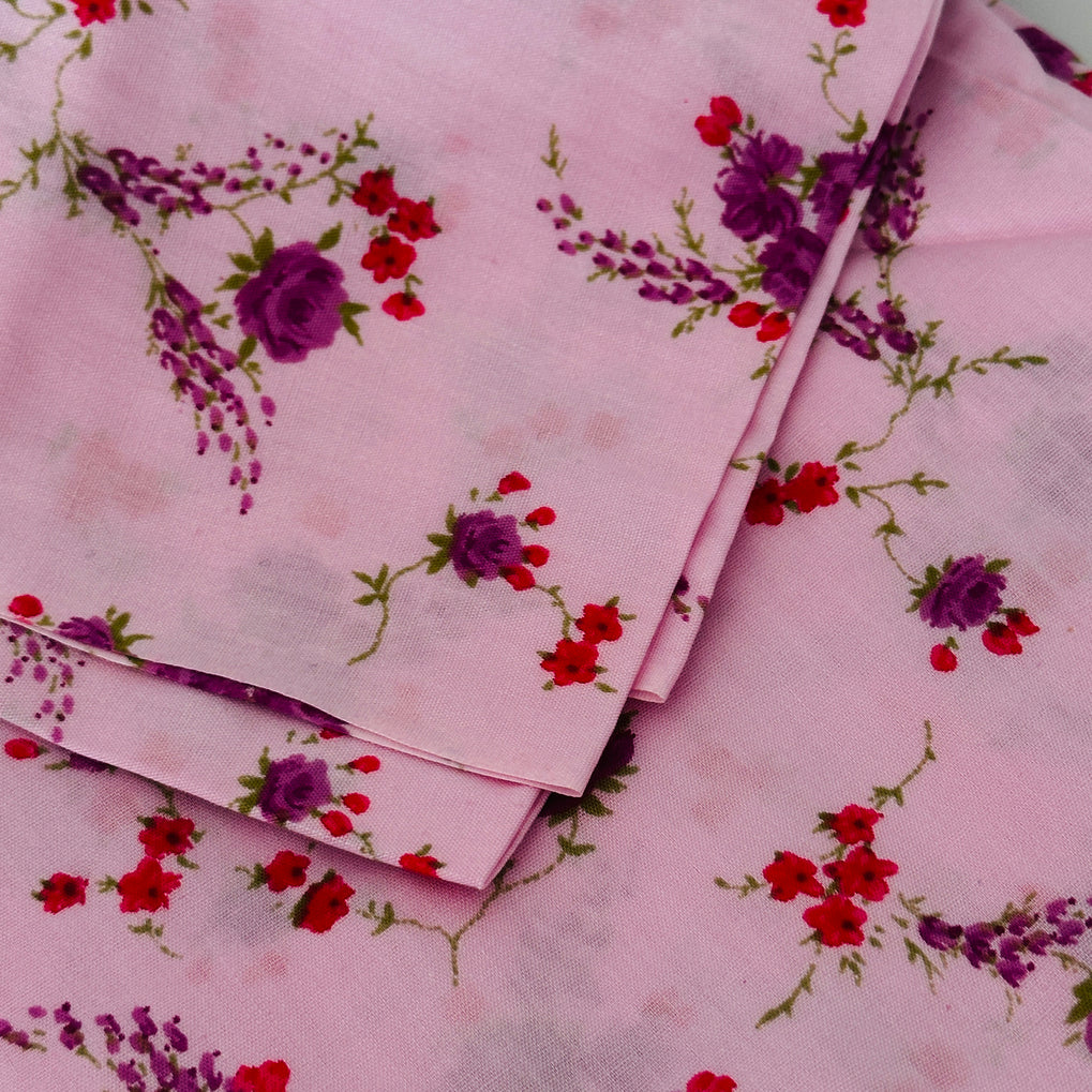 230cm Vintage Pink Floral Dress & Quilting Fabric