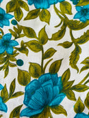 120cm Vintage Texstyle Barkcloth Floral Fabric