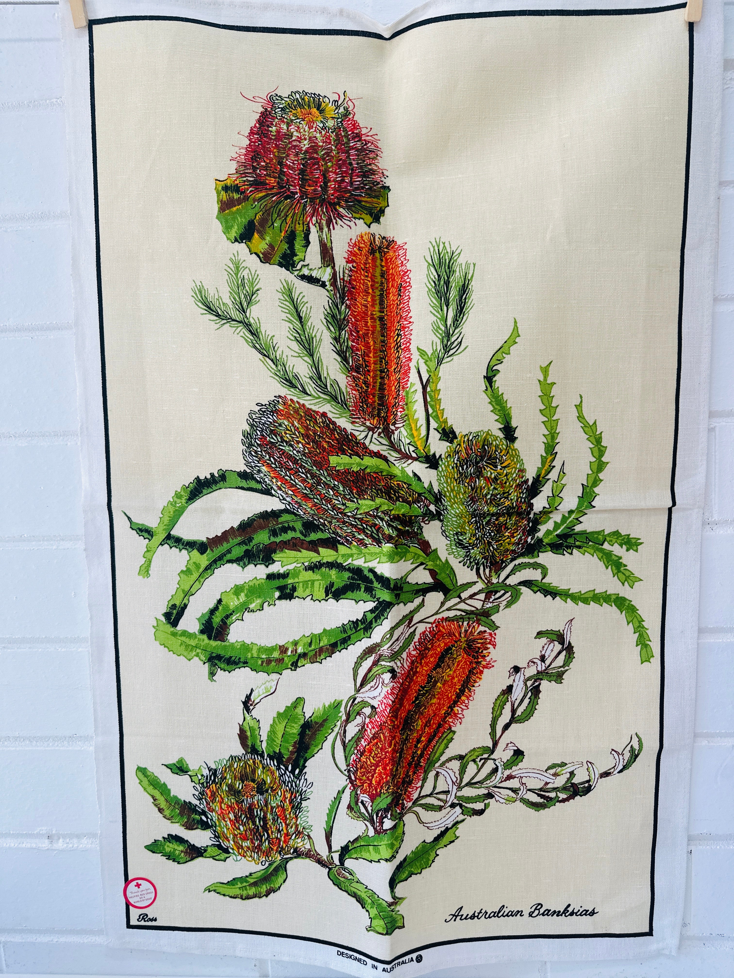 Unused Vintage Australian Banksia's Tea Towel