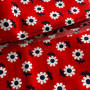 200cm Vintage Red Daisy Cotton Fabric