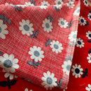 200cm Vintage Red Daisy Cotton Fabric