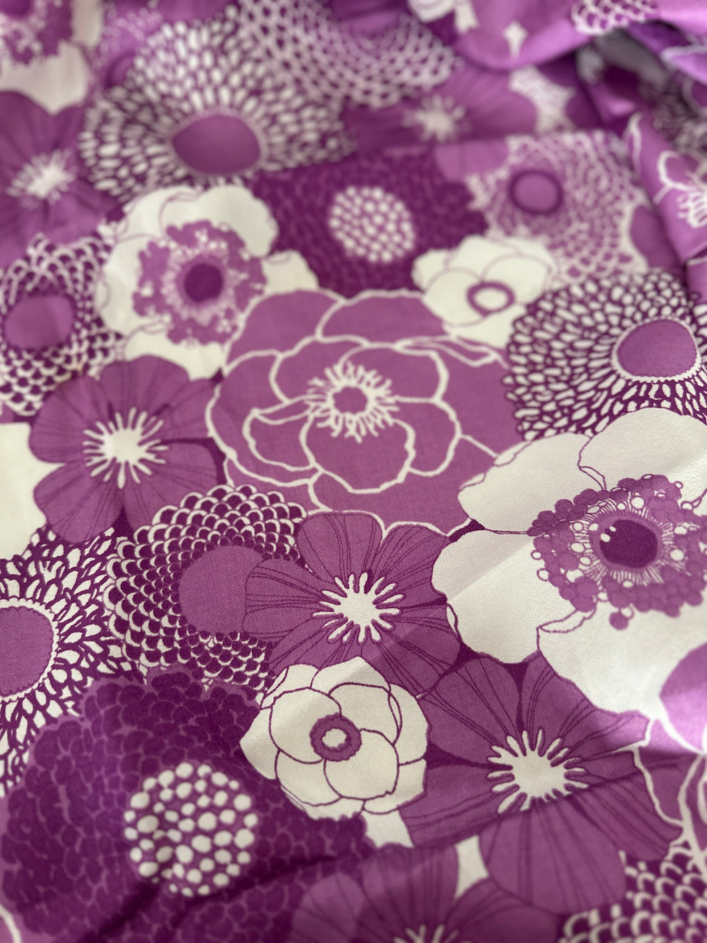 200cm Vintage Purple Floral Dress Fabric