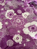 200cm Vintage Purple Floral Dress Fabric
