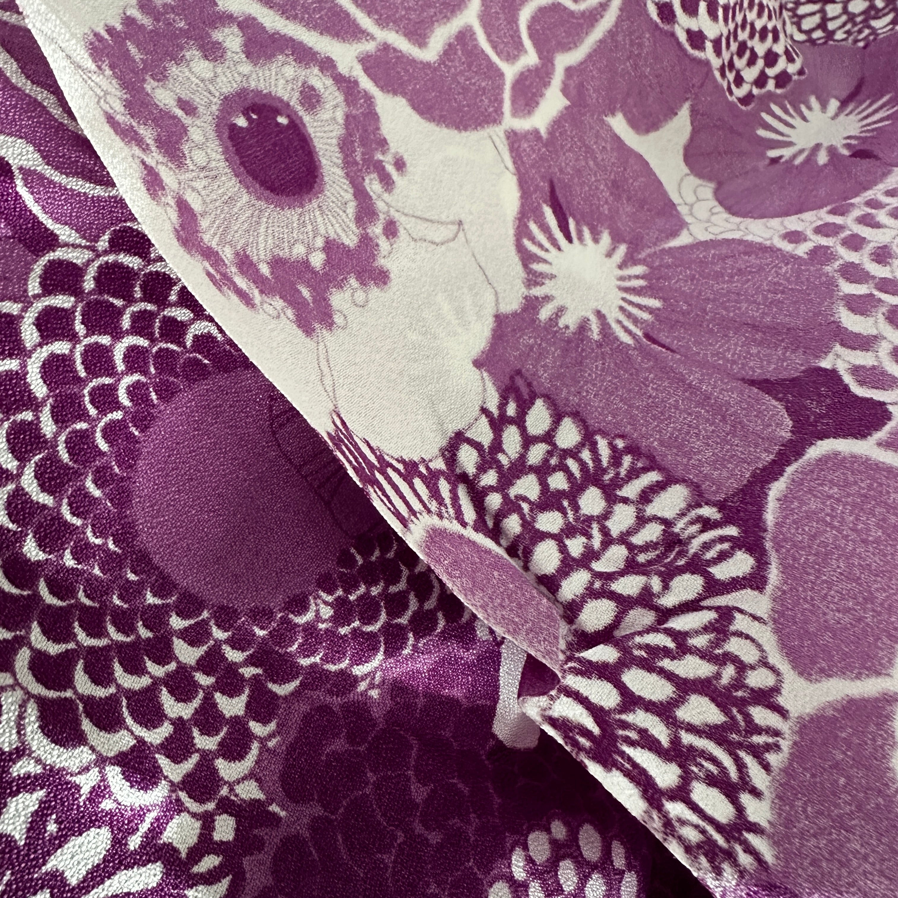 200cm Vintage Purple Floral Dress Fabric