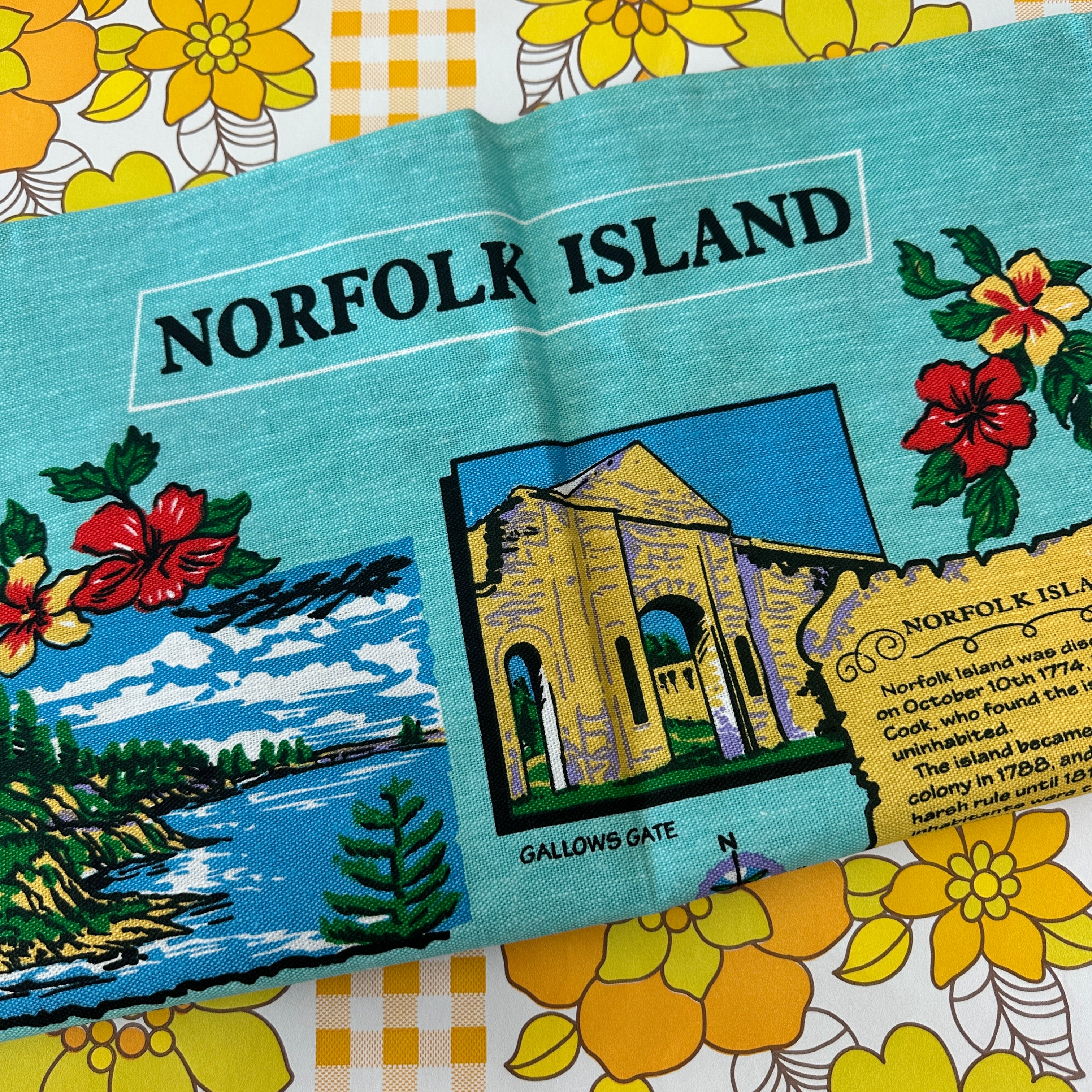 NORFOLK ISLAND VIntage Tea Towel UNUSED