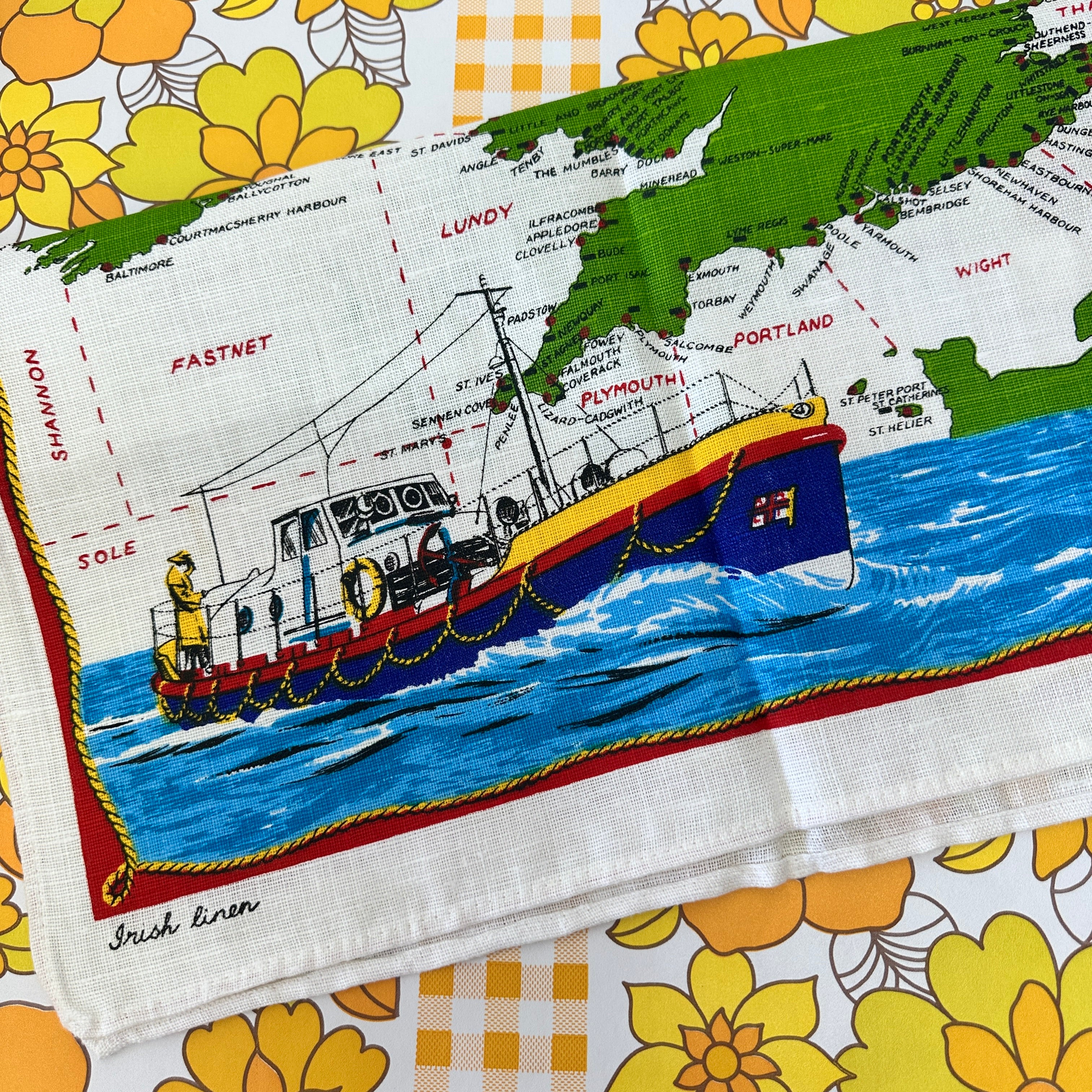 Life Boat Chart Tea Towel UNUSED