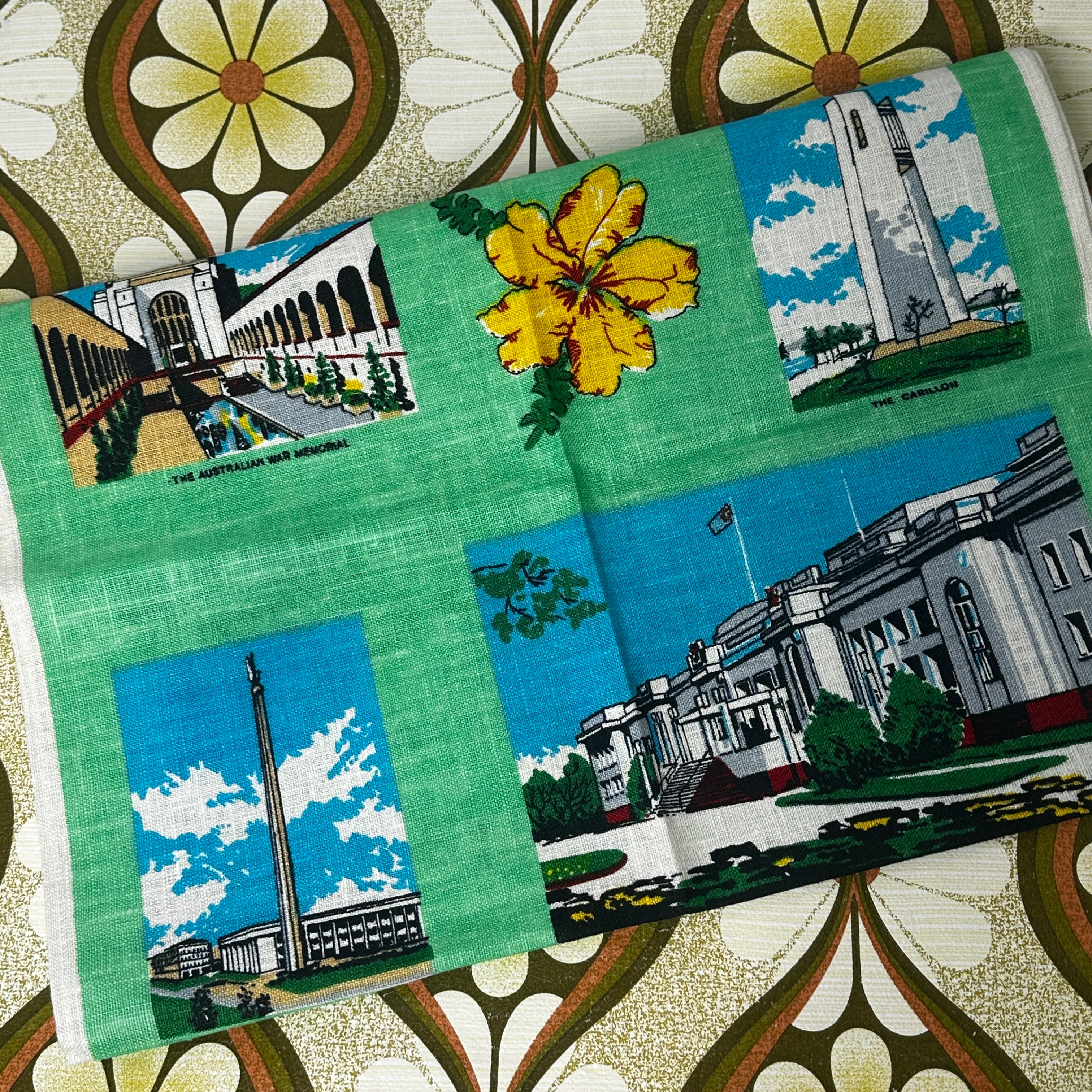 Vintage Canberra ACT Pure Linen Tea Towel