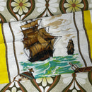 Vintage Irish Cabin Linens Sailing Ship Linen Tea Towel