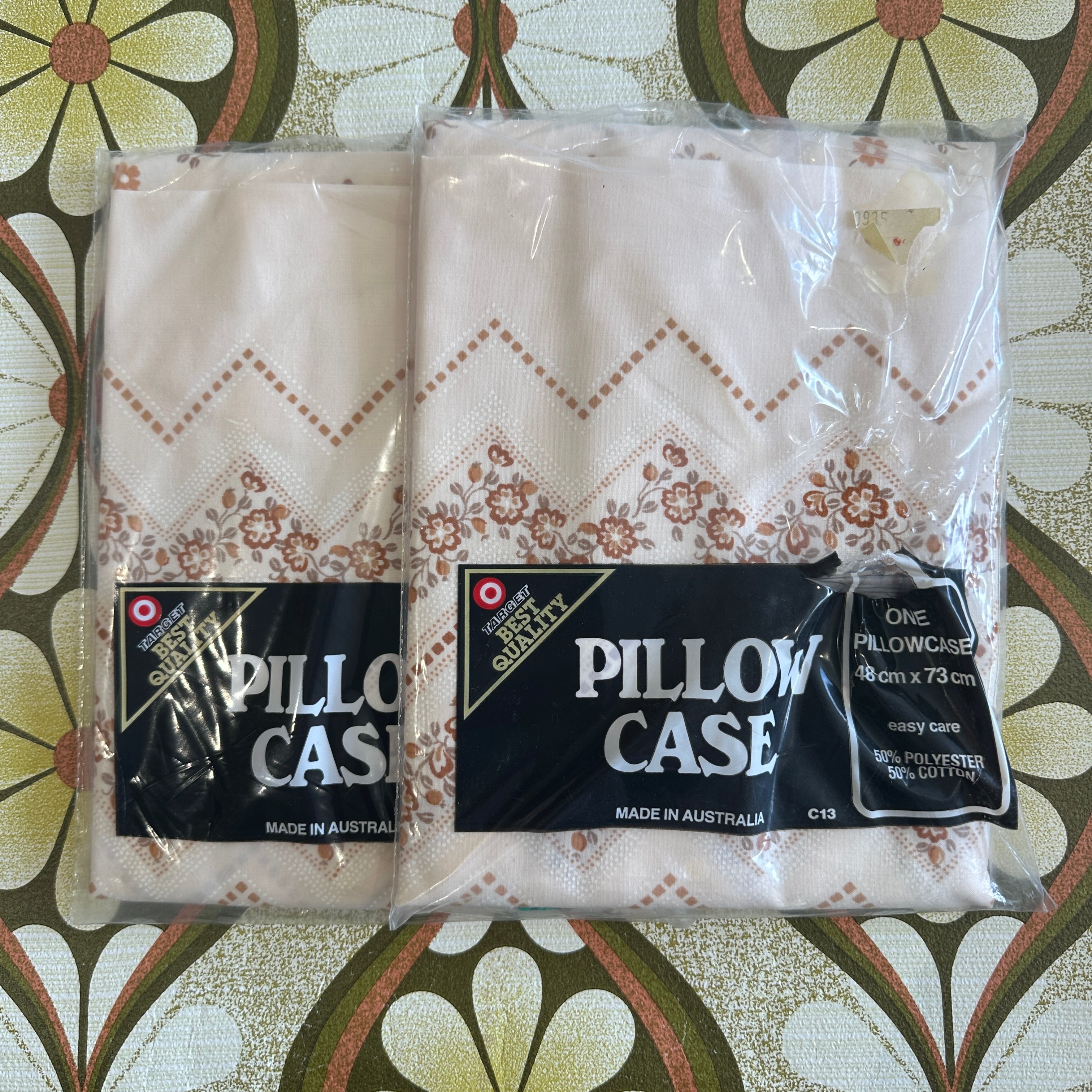 Vintage Set of Pillow CASES Pair Retro