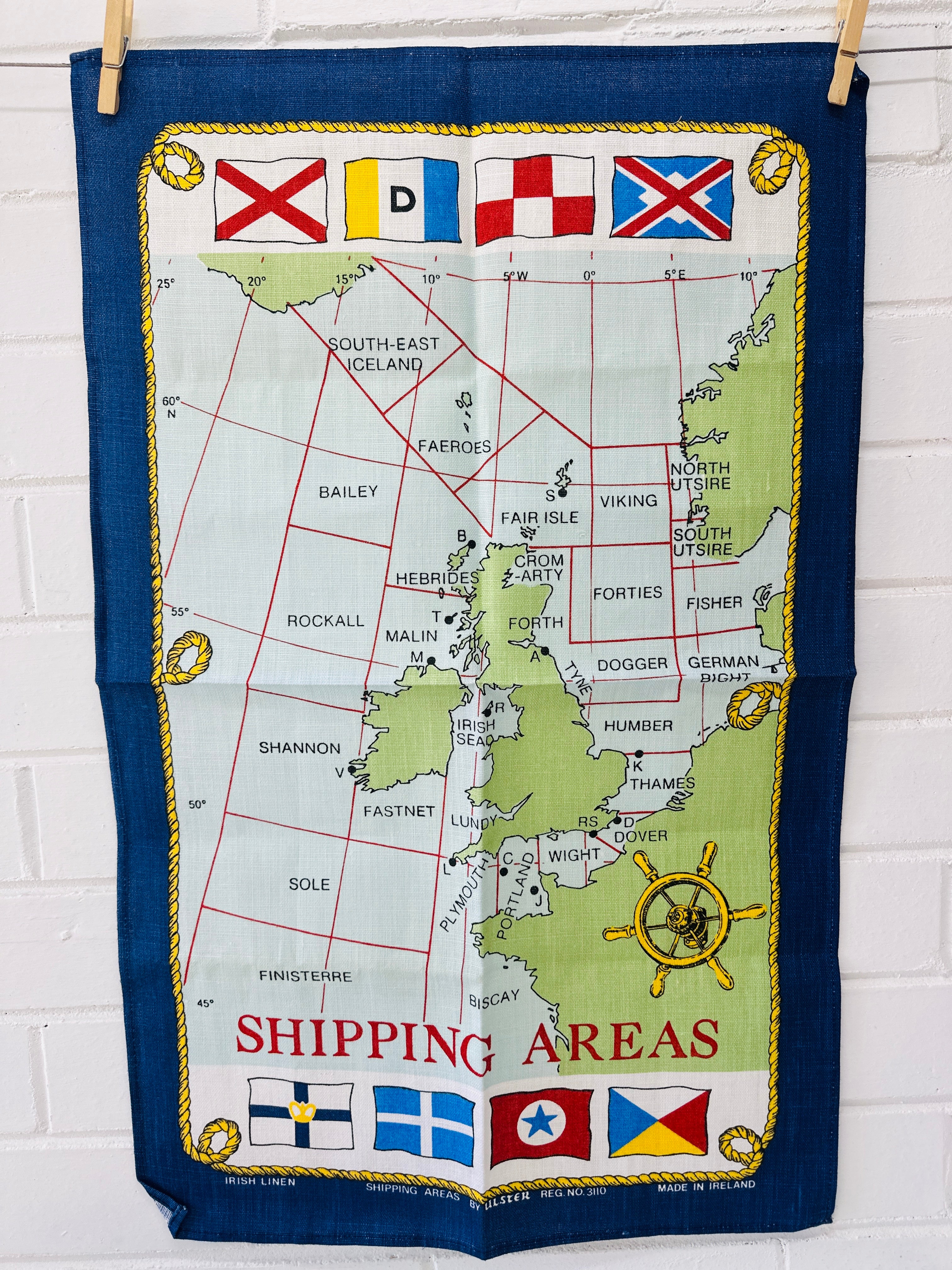 Shipping Areas ULSTER Tea Towel UNUSED