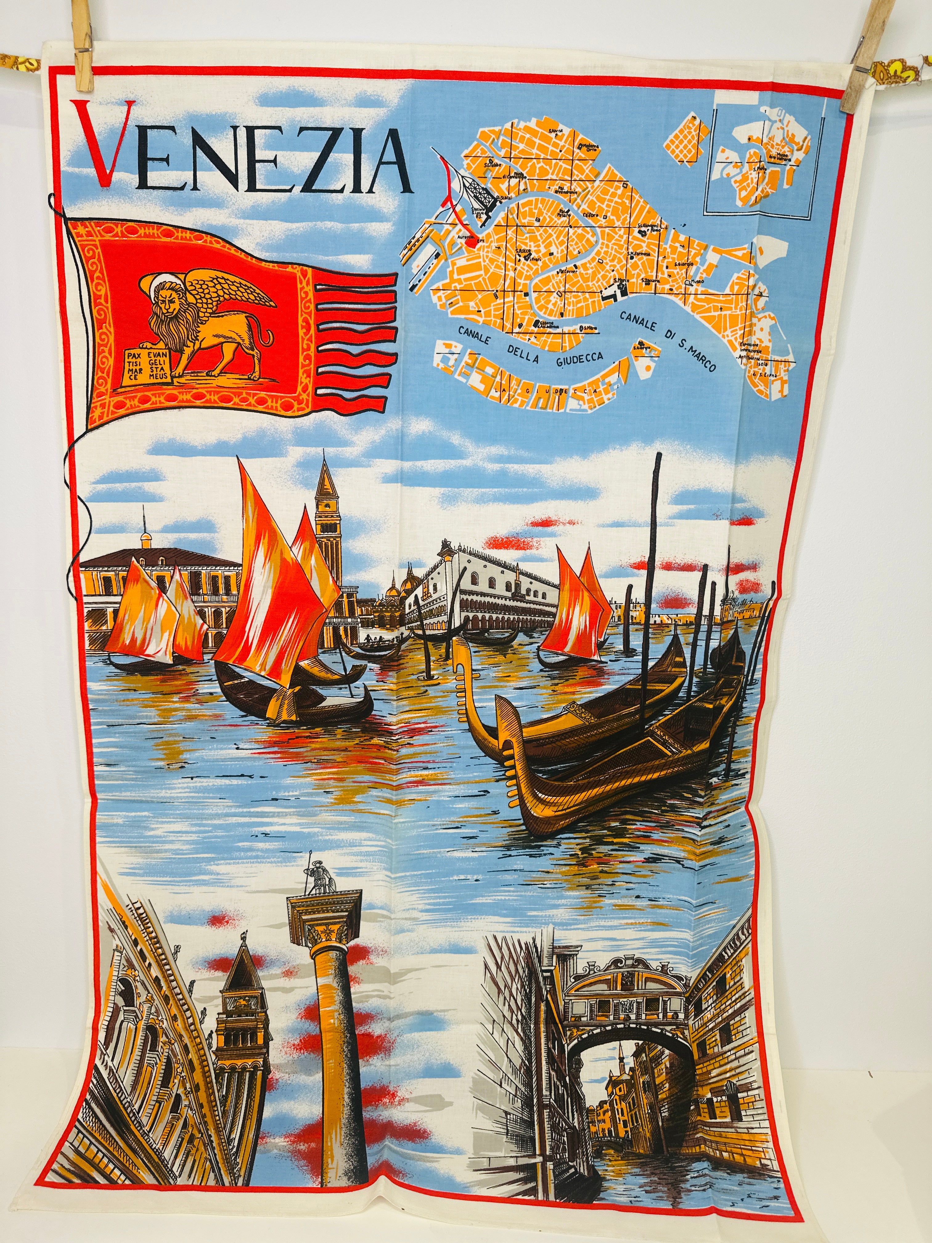 Vintage Venezia Venice Souvenir Cotton Tea Towel