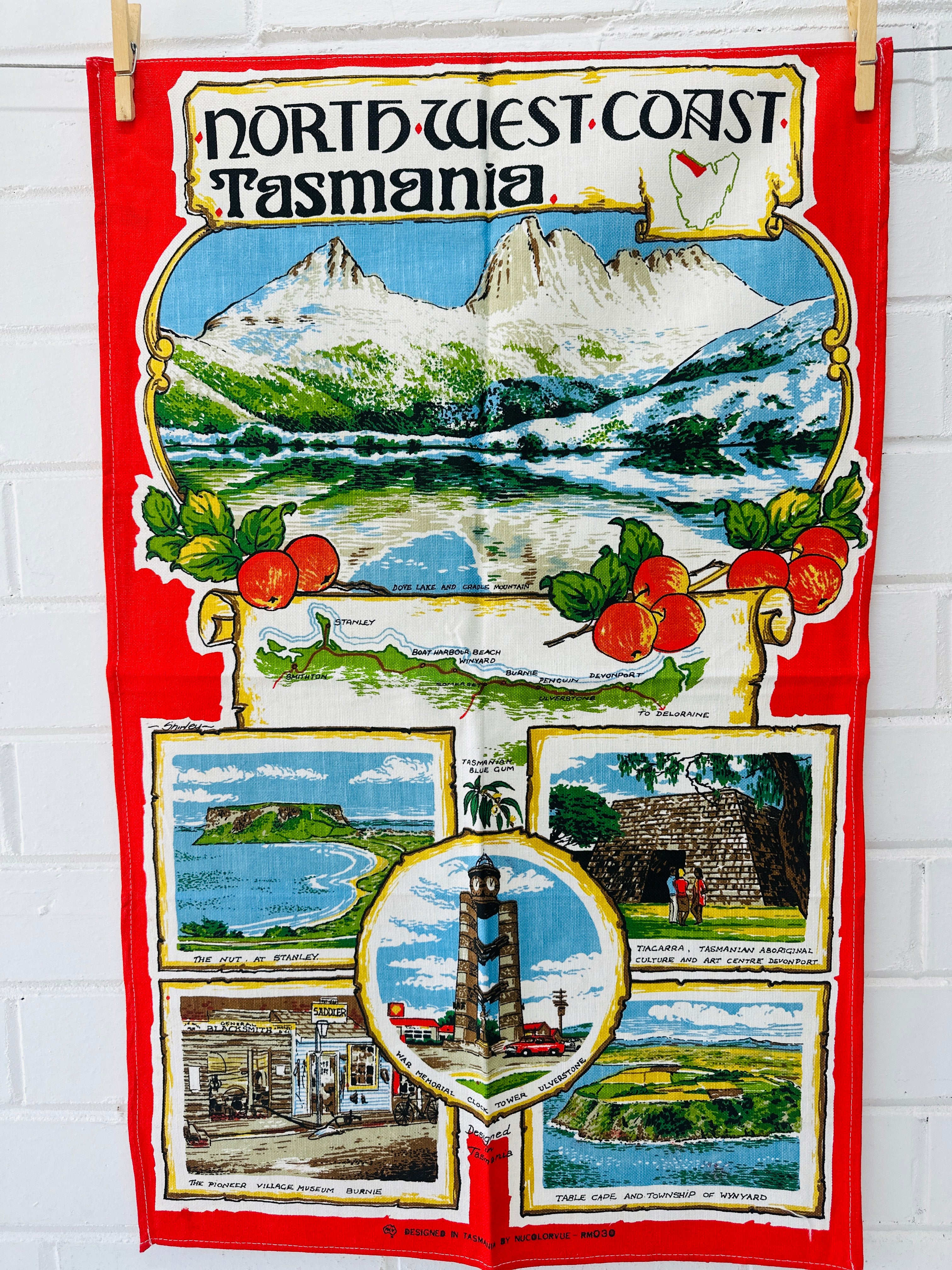 NORTH West Coast Tasmania Tea Towel UNUSED